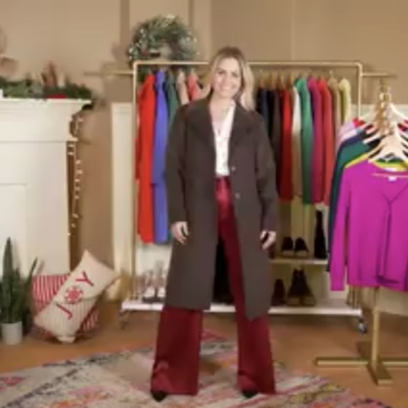 NEW Candace Cameron Bure Java Chocolate Tailored Faux Wool Long Coat 4X PLUS - Picture 8 of 15